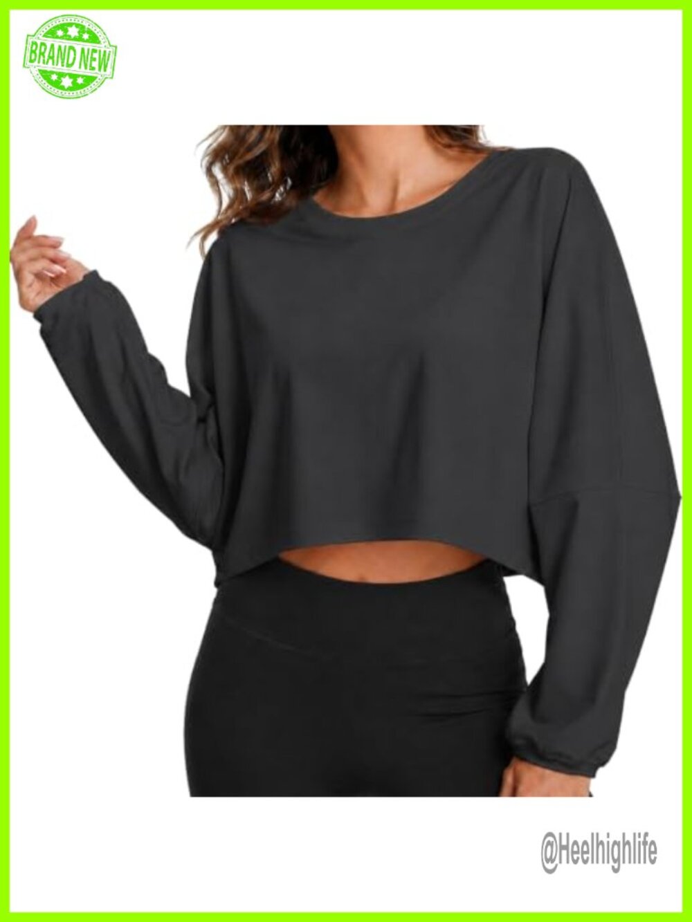 Lightweight Cropped Sweatshirt Loose Batwing Pullover Top